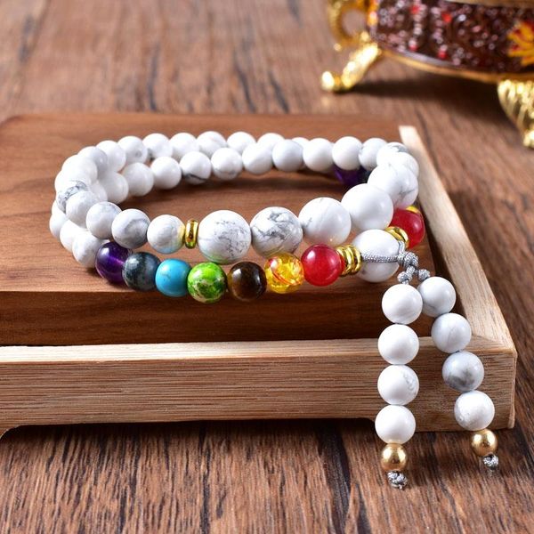 

chakra lava beads bracelet with natural stone onyx yoga meditation prayer 54 bead wrist mala for men women tennis, Golden;silver