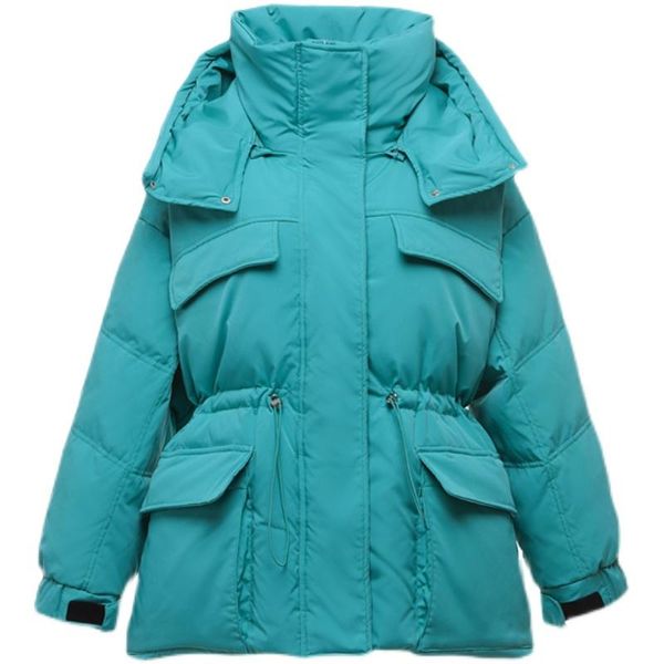 

women's down & parkas winter women hooded thick warm short casual female stand collar 90%white duck coat snow outwear, Black