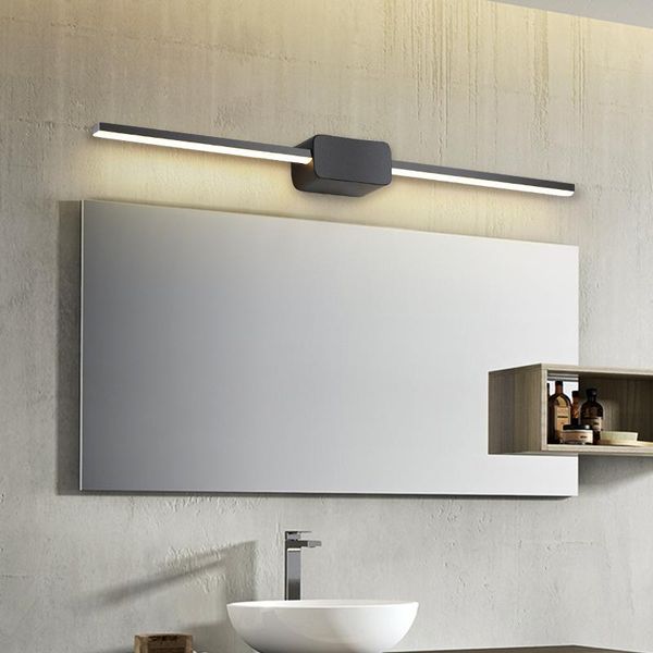 

wall lamp waterproof simple mirror light 9w 13w 17w black or white anti-fog long bathroom nordic toilet beauty makeup led wall-sconce