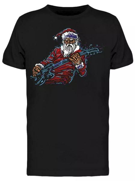 

rock santa guitar men's tee -image by shutterstock, White;black