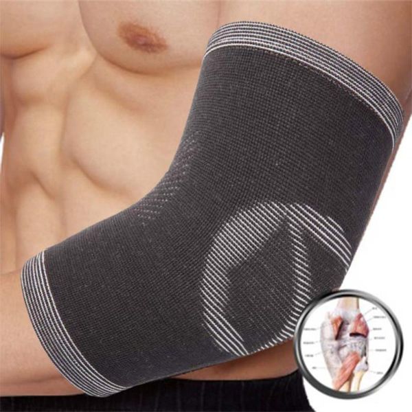 

bamboo charcoal high elastic elbow pad sport arm sleeve support safety outdoor basketball warmers & knee pads, Black;gray