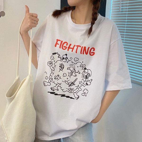 

women's t-shirt cgc 2021 fashion printing summer woman t-shirts casual korean style oversized short sleeve female harajuku tees, White
