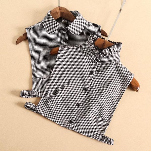 

bow ties plaid women ruffle stand fake collar false detachable shirt collars for removable neckwear faux col, Black;gray