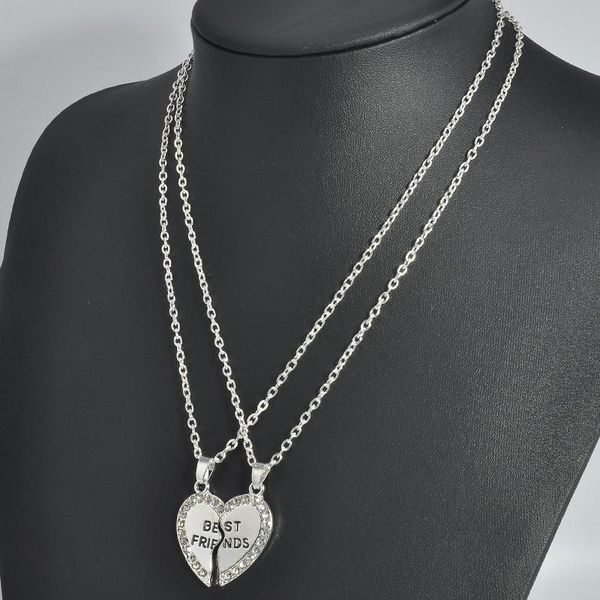 

2pcs necklace 2021 alloy letter friends series one and half accessories women jewelry pendant necklaces, Silver