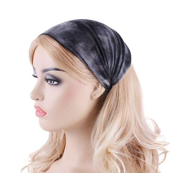 

womens headband tie dye twisted knotted headbands for girls wide stretch hair band ladies elastic turban spa head band, Silver