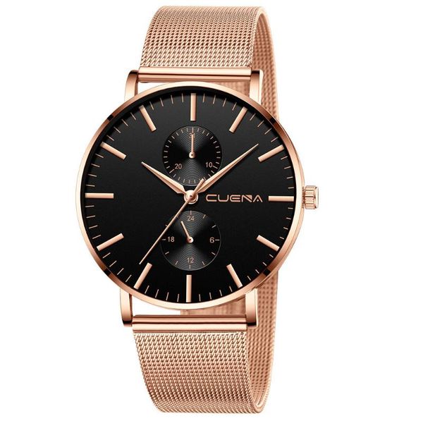 

wristwatches cuena women men wrist watch quartz stainless steel strap mens watches minimalistic female for man, Slivery;brown