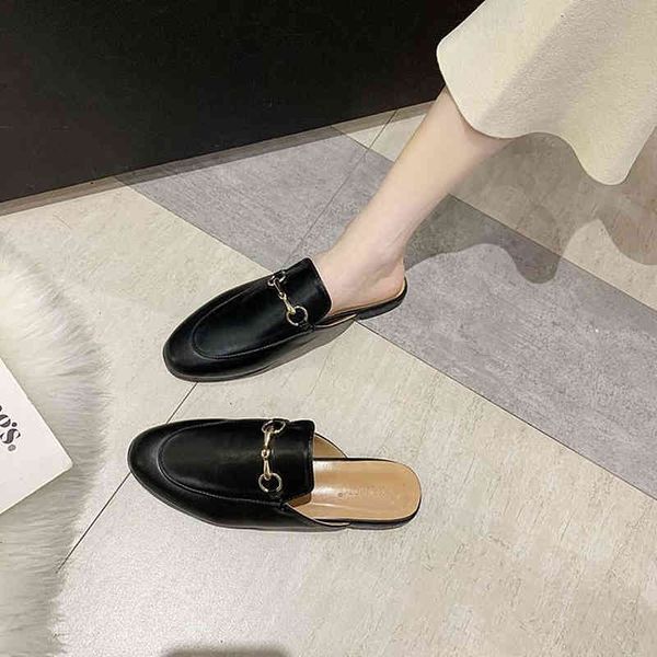 

sandÃ¡lias sandals caqui de verÃ£o feminino sapatos grife branco pele chinelos mules preto mocassins 5 -  35-43 tamanho w54r, Black
