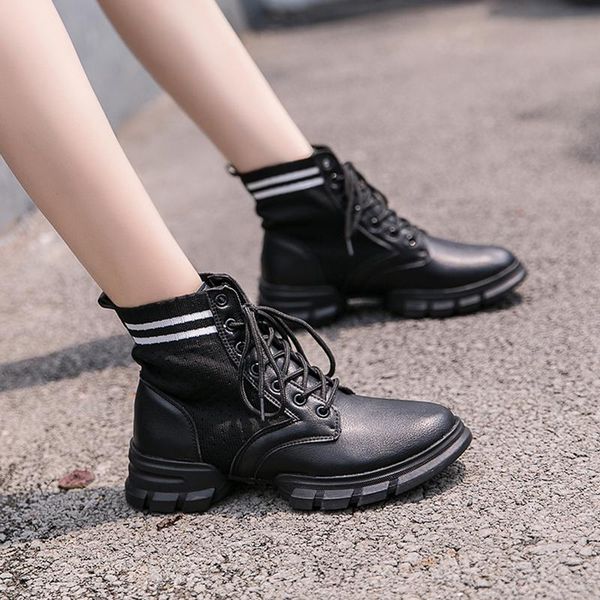 

boots women's 2021 autumn students british style casual korean fashion wild sneakers, Black