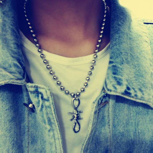 

irregular silver metal creative pendant charm bead necklace for men women lovers punk rock jewelry gift chains