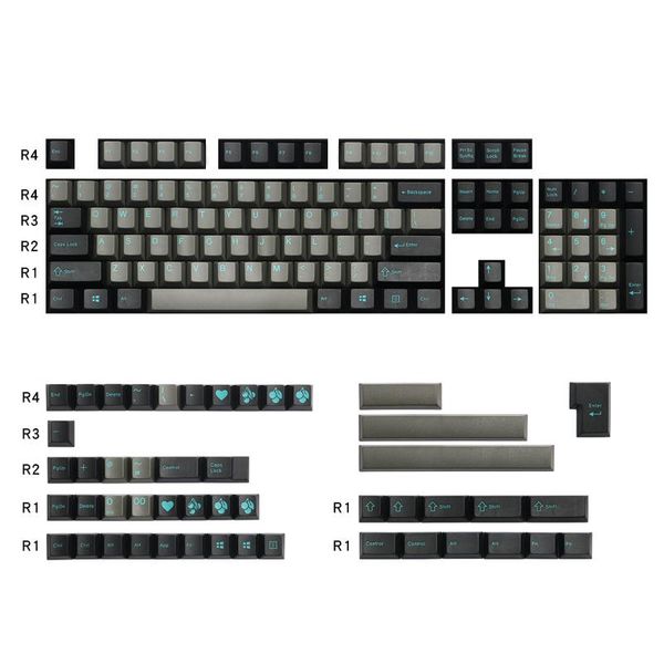 

enjoypbt keycaps cherry profile double color dolch cyan 153 key abs material is suitable for most mechanical keyboards