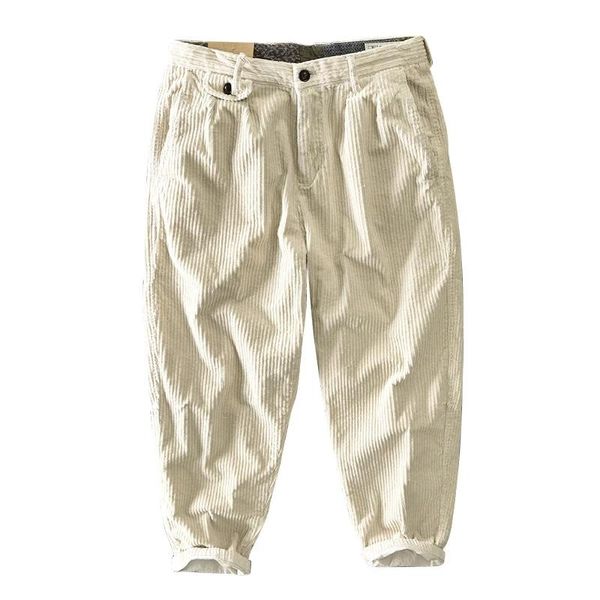 

men's pants autumn winter men cotton corduroy solid color casual safari style, Black