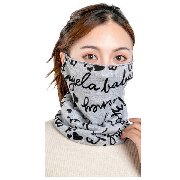 

scarves 25# women letter print seamless outdoor cycling motorcycle face windproof bandana shield warm bicyle magic scarf, Blue;gray