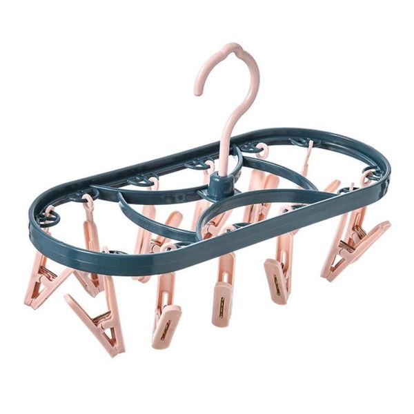 

laundry bags qc-12 plastic 12 clip underwear socks drying rack hanger clothes sock windproof