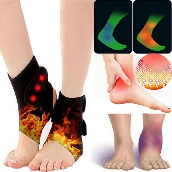 

ankle support 2 pcs tourmaline self-heating black home,outdoor protector, Blue;black