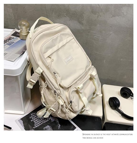 

backpack 2208 female 2021 high school student solid color bag summer niche