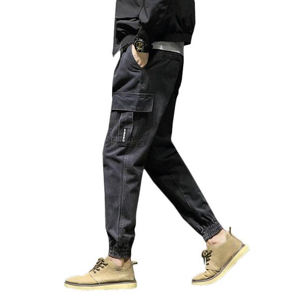 

men's pants vintage cargo 2021 mans hip hop black navy pockets joggers male korean streetwear sweatpants autumn sports overalls