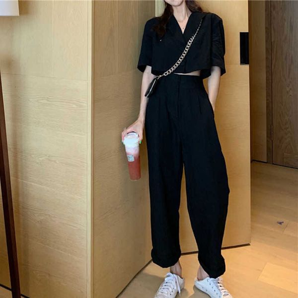 

two piece dress korobov summer short blazer and pants women 2 set korean joggers suit sets safria style female outfits 7cdn, White