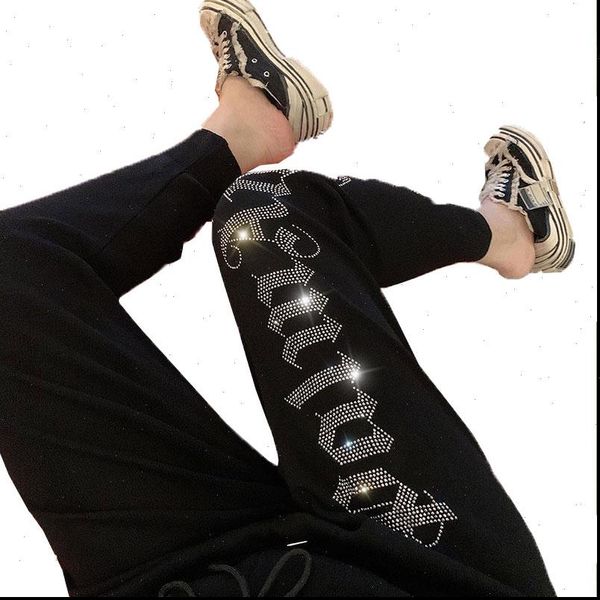 

summer harajuku drill women capris high waist casual loose harem knitted cropped joggers femme pantalon, Black;white