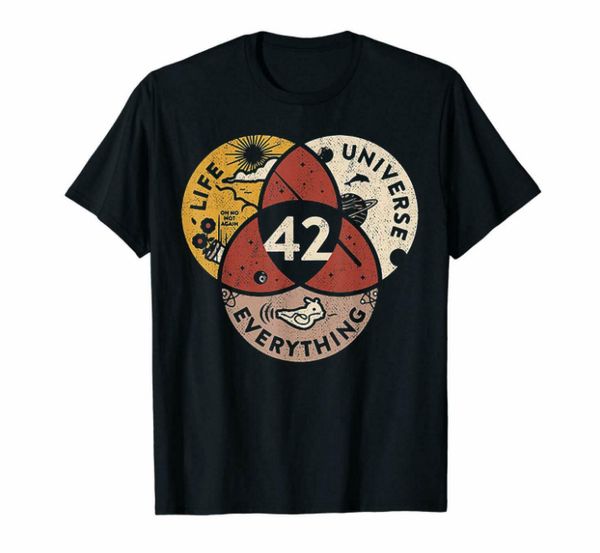 

42 the answer to life the universe and everything douglas adams black t-shirt, White;black
