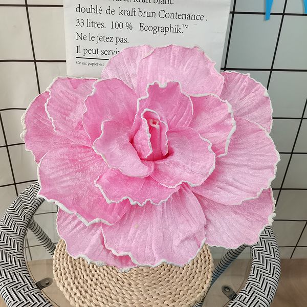 Rosas de veludo espumante flor artificial grande cabeça rosa cabeça para casamento fundo decoração estrada chumbo flores de flores falsas