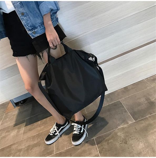 

shopping bags nylon handbags women men reusable bag colour black blue