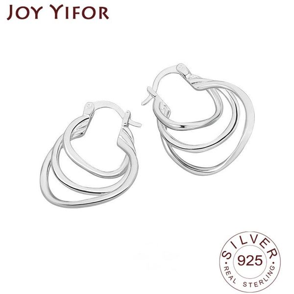 

stud 925 sterling silver earrings charm women trendy jewelry 3 lines retro party accessories gifts round gold earring, Golden;silver