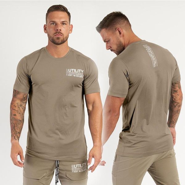 

men's t-shirts 2021 muscular men summer fitness short sleeve loose sports large size round neck solid color top, White;black