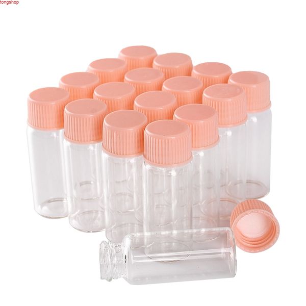 Wholesale 100 peças 4ml 16 * 40mm claras garrafas de vidro com tampas de plástico rosa mini pequenos frascos vialsgoods