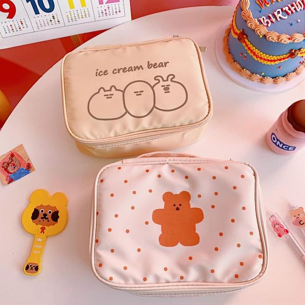 

cosmetic bags & cases bentoy milkjoy korea cute bear girls case large capacity make up bag home storage makeup brush compartment pocket
