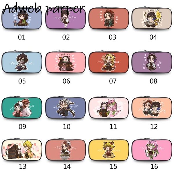 

anime demon slayer: kimetsu no yaiba pencil bag zipper canvas students wallet storage stationery school supplies bags