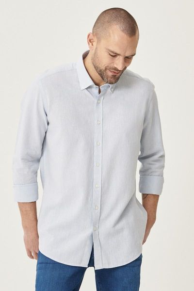 

men's shirt light blue collar button slim fit tailored linen dress shirts, White;black