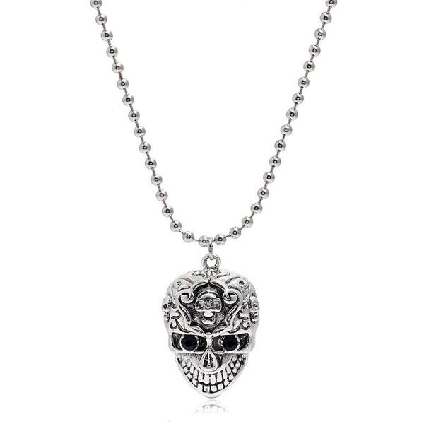 

pendant necklaces ins vintage ox bull head horn texas cowboy longhorn skull hip-hop punk piercing choker necklace korean fashion jewelry, Silver