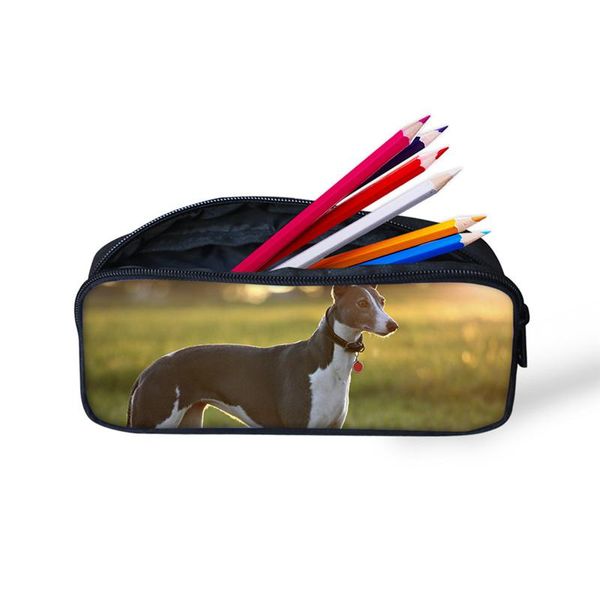 

custom greyhound dog pencil case bag for girls boys school boy girl pen organizer eraser fashion makeup cosmetic bags & cases