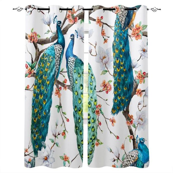 

three peacocks standing on a branch blackout curtain for kids room bedroom cartoon window children cortinas & drapes