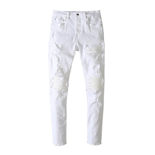 

men's jeans american amr 2021ss while ripped clothing men trousers streetwear traf pants, Blue