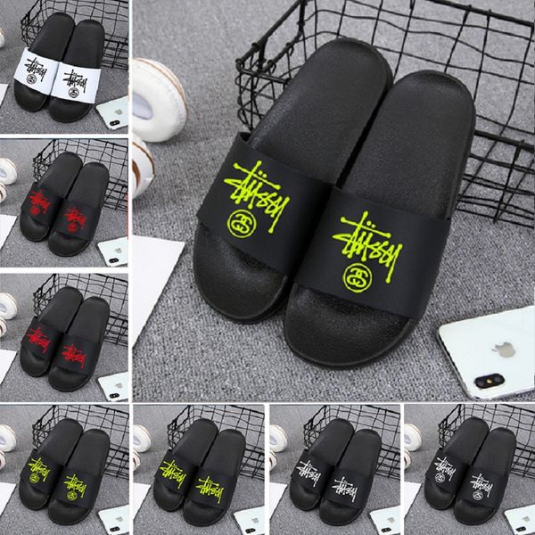 

summer luxury men women slippers fashion slides triple black white red mens flat flip flops beach l platform sandals 36-45