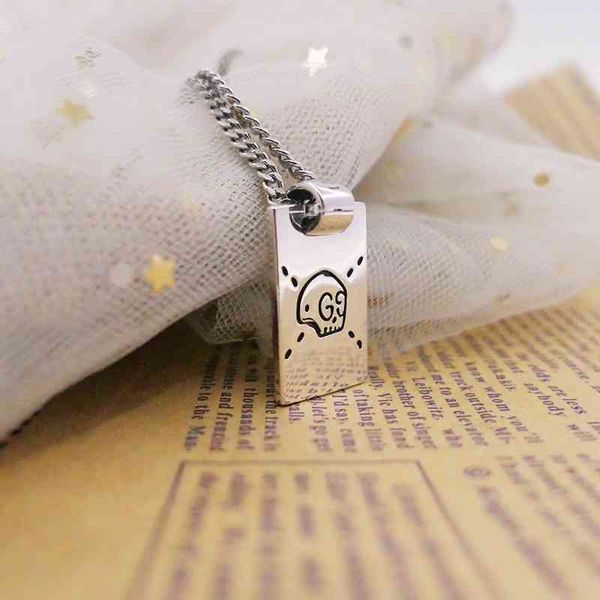 

buy 75% off fashion square necklace men's and women's skull military pendant double-sided carved sweater chain valentine's da, Silver