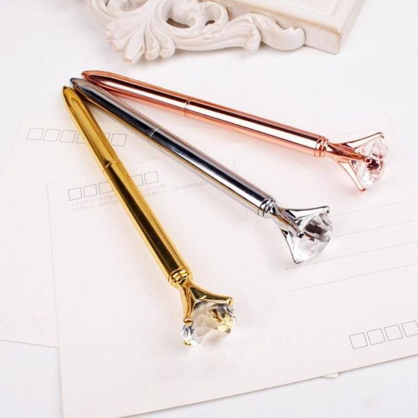 

ballpoint pens luxury portable big crystal pen diamond stationery ballpen home office school supplies, Blue;orange