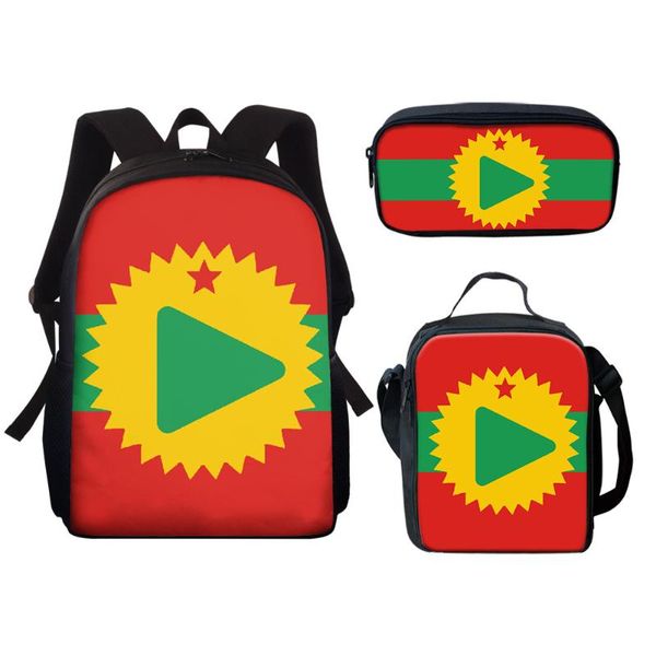 

school bags kids backpack 3pcs/set bag for boys girls funny flag of the oromo people oromoo print children bookbag travel mochila