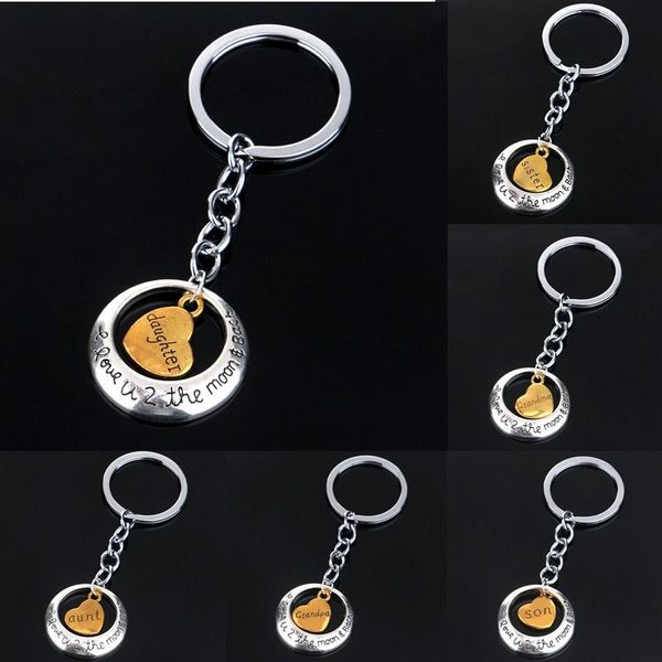 

keychains 1pcs silver family mom daughter sister dad heart/love car key ring chain keychain for men women gift
