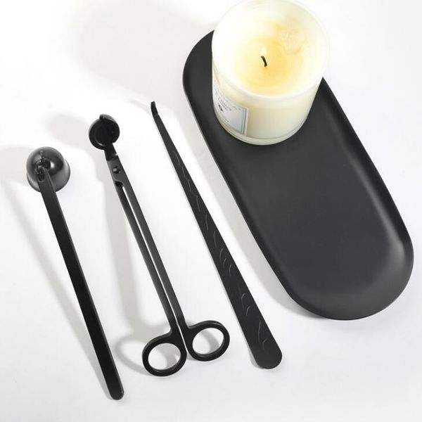 

candle accessory gift pack 3 in 1 set stainless steel candle bell snuffers wick trimmer candle wick dipper