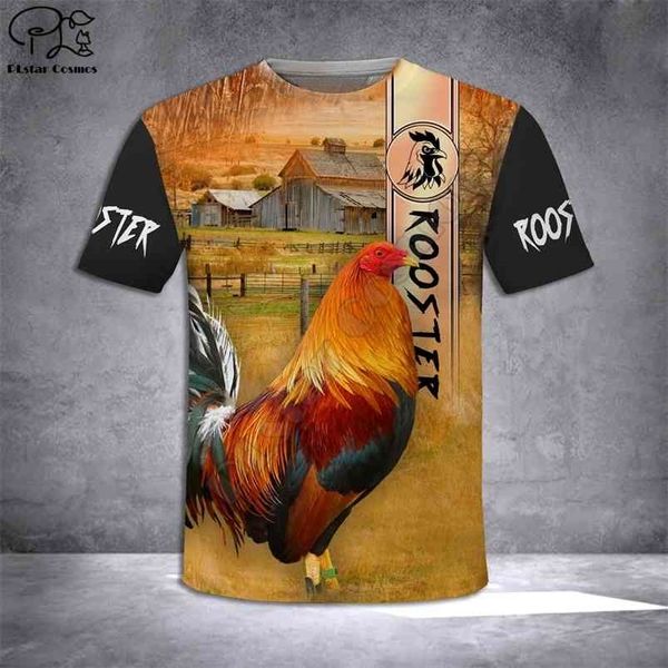 

rooster ranch grass 3d all over printed men t shirt hip hop fashion short sleeve summer streetwear t 210706, White;black