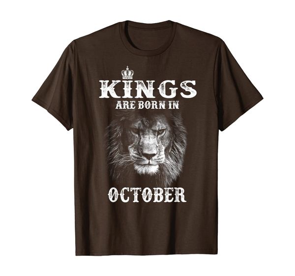 

kings are born in october gift for men and lions t-shirt, White;black
