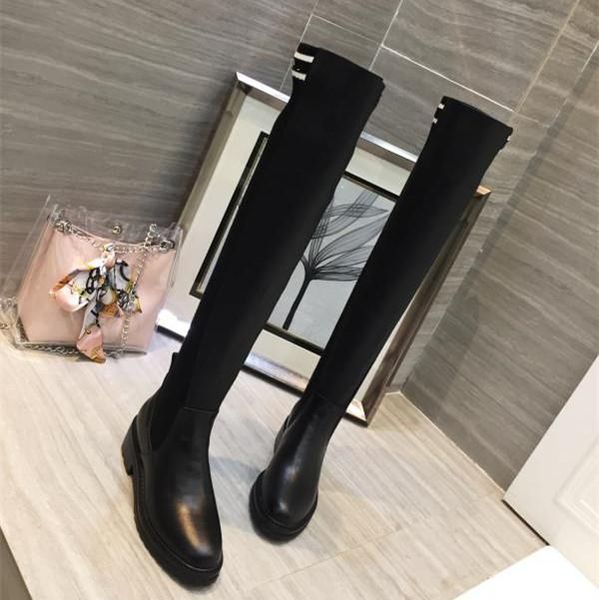 

boots boot woman's 2021 black handsome rider thick heel middle women