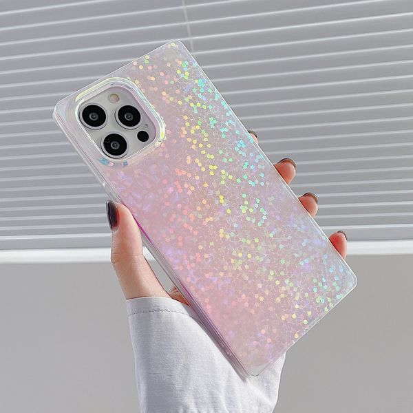 

square gradient laser hyun color colourful phone cases soft tpu silicone for iphone 11 12 13 pro max x xr xs 8 7 plus shockproof shell cover