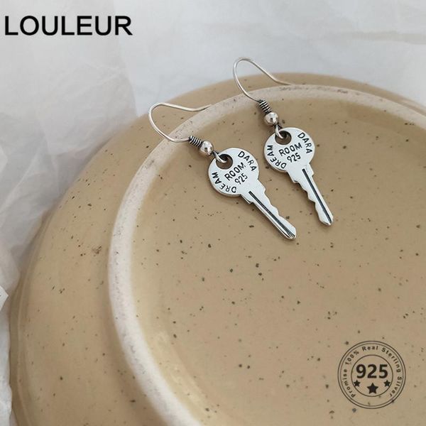 

louleur design 925 sterling silver earrings key simple daily for women trendy jewelry fashion gift stud, Golden;silver
