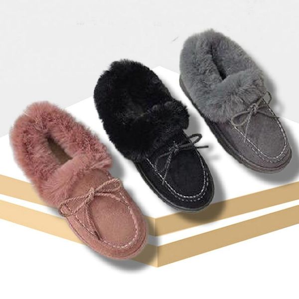 

boots fashion women winter cotton shoes plush warm snow ladies casual flat short solid color furry females feetwear, Black
