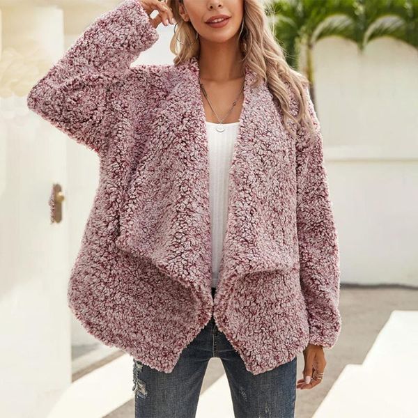 

women's down & parkas autumn cardigan casual fashion simple commuter style lapel long-sleeved flocking warm loose cotton padded jacket, Black