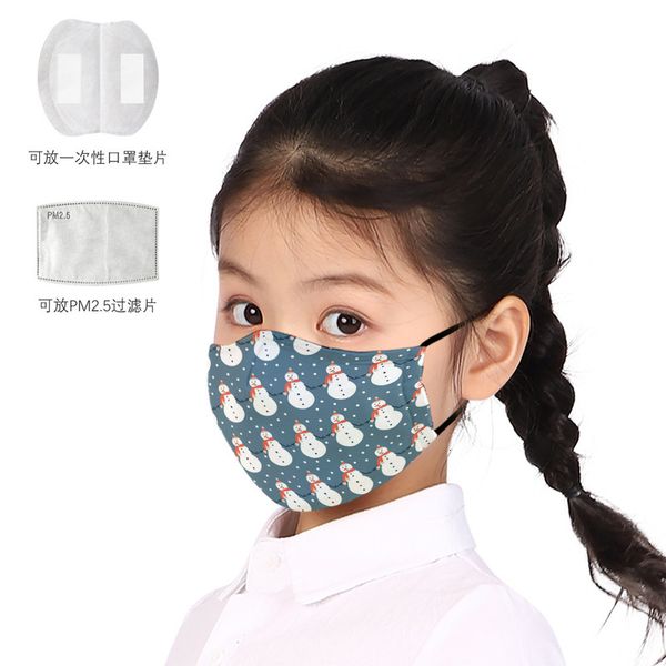 

mask printed children's christmas snowman leisure can put pm2.5 filter