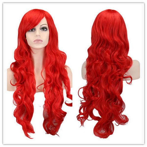 

cos little mermaid princs ariel red long curly animation cosplay wig, Black